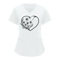 thumbnail image 1 of Lolmot Scrubs for Women Heart Print Nursing Working Uniform Tops Solid Color Short Sleeve V-Neck Loose Blouse Tops Workwear with Pockets, 1 of 4
