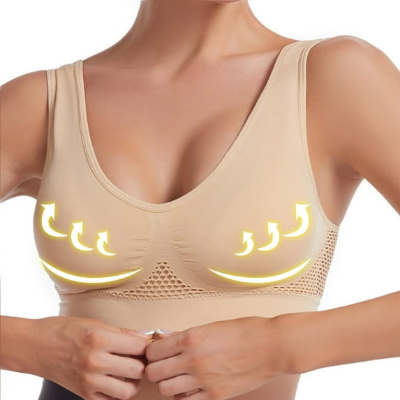 Under $5.00,Lolmot Seamless Bras for Women Plus Size Sports Bra Ultra Thin Padded Comfort Wireless Bra, Hollow Breathable Bralette for Sleep Everyday Bra