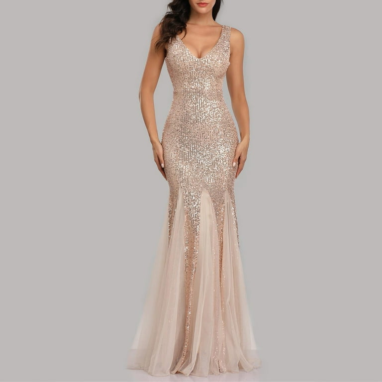 Sexy White Sleeveless Sequins Fishtail Evening Dress Sexy White Sleeveless Sequins Fishtail Evening Dress