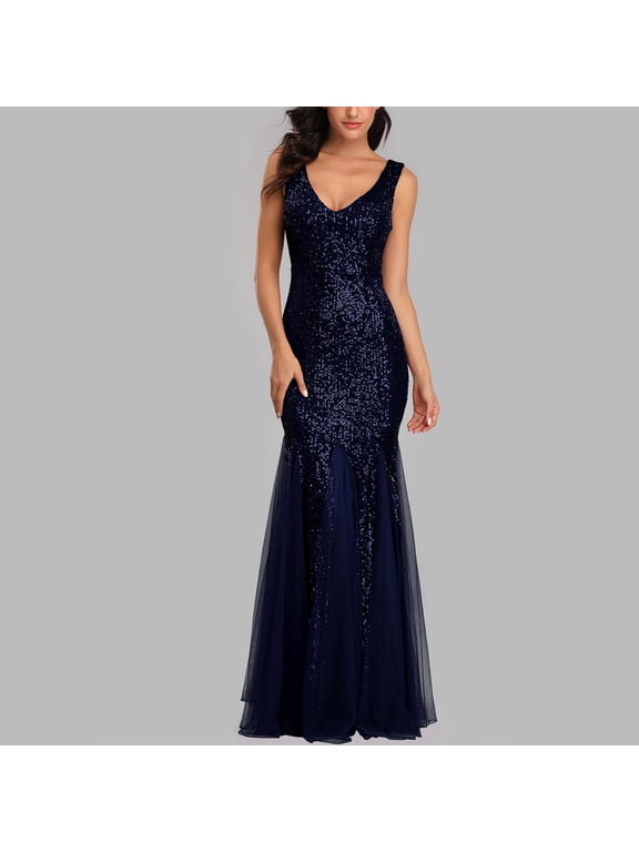 Up to 65 off!Lolmot Sequin Bodycon Dress Womens Elegant Tulle Party Dresses Sexy V-Neck Formal Long Mermaid Maxi Dress for Evening Prom Gowns