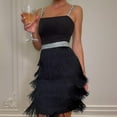 thumbnail image 1 of Lolmot Sequin Mini Dresses for Women Formal Party Cocktail Club Dress Sleeveless Zipper Back Sling Tassels Dress, 1 of 5