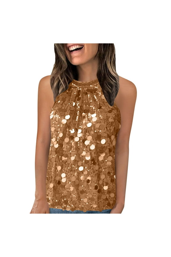 Up to 65 off!Lolmot Sequin Tops for Women Halter Glitter Camisole Cocktail Party Club Shimmer Vest Sparkly Dressy Keyhole Sleeveless Shirt Blouse