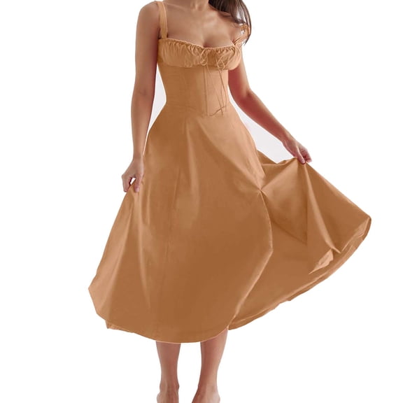 Lolmot Sexy Dresses for Women Summer Spaghetti Strap Bodycon Maxi Dress Sexy Sleeveless Backless Halter High Waist Evening Party Long Dresses Slim Elegant Cocktail Dresses for Wedding Guest