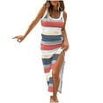 thumbnail image 1 of Lolmot Sexy Dresses for Women,Women's Sleeveless Tank Long Dress High Waist Solid Color Dress Ribbed Drawstring Ruched Sexy High Slit Dresses, 1 of 5