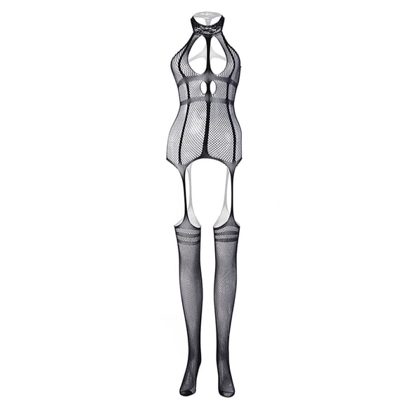 Under $5.00,Lolmot Sexy Lingerie for Women Womens Fishnet Bodysuit Lingerie Crotchless Mesh Netting Stockings Chemise Hollow Out Babydoll Lingerie Christmas Valentines Gifts