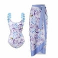 thumbnail image 1 of Lolmot Sexy One Piece Swimsuit for Women Floral Printed Swimwear Bikini Lace Up Bathing Suit with Long Skirt Chiffon Two-Piece Set Swim Set, 1 of 5