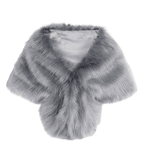 Lolmot Shawls and Wraps for Weddings Faux Fur Shawl Bridal Fur Stoles Scarf Wraps for Evening Party/Bridal/Wedding