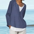 thumbnail image 1 of Lolmot Shirts for Women Solid Color V-neck Casual Loose Fitting Cotton Linen Long Sleeved Tops Blouse, 1 of 5