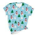 thumbnail image 1 of Lolmot Short Sleeve Shirts for Women Casual Crew Neck Christmas Graphic Print Tee Plus Size Loose Fit Blouse Summer Pullover Tops, 1 of 5
