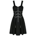 thumbnail image 1 of Lolmot Off the Shoulder Dresses for Women Gothic Punk Dress Spaghetti Strap Sleeveless Mid Length Dress Vintage Irregular Hem Cocktail Dress Y2K Dress Halloween Costume, 1 of 4