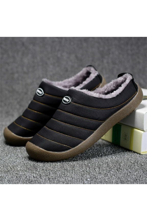 Up to 65 off!Lolmot Slippers for Men Womens Indoor Stripe Arch Support Home Shoes Winter Warm Plush House Slippers Anti-skip Slip on Outdoor Garden Loafers