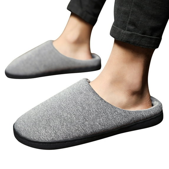 Up to 65 off!Lolmot Slippers for Women Men Indoor Comfy Solid Flock Non-slip Floor House Slippers Couples Gifts Winter Warm Plush Home Bedroom Shoes