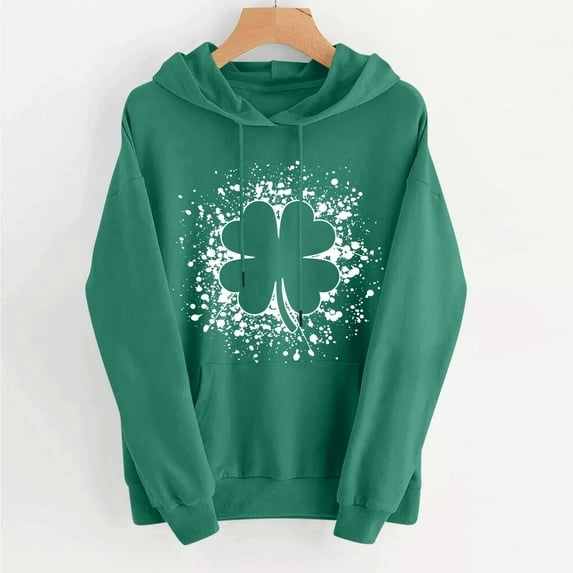 Up to 65 off!Lolmot St Patrick's Day Hoodies for Women Fleece Lined Pullover Sweater Irish Shamrock St. Patty Shirts Holiday Long Sleeve Hooded Sweathirts Spring Green Tops