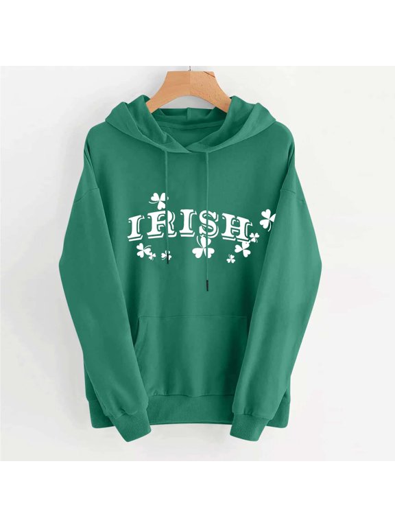 Up to 65 off!Lolmot St Patrick's Day Hoodies for Women Fleece Lined Pullover Sweater Irish Shamrock St. Patty Shirts Holiday Long Sleeve Hooded Sweathirts Spring Green Tops