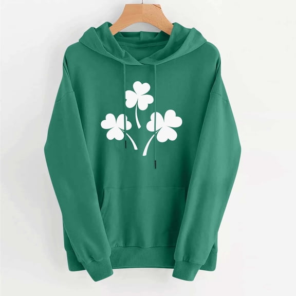Up to 65 off!Lolmot St Patrick's Day Hoodies for Women Fleece Lined Pullover Sweater Irish Shamrock St. Patty Shirts Holiday Long Sleeve Hooded Sweathirts Spring Green Tops