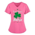 thumbnail image 1 of Lolmot St. Patrick's Day Womens Plus Size Scrubs Tops Workwear V-Neck Short Sleeve Don't Pinch the Nurse Print Nursing Uniform Scrubs Shirts with Pockets, 1 of 4