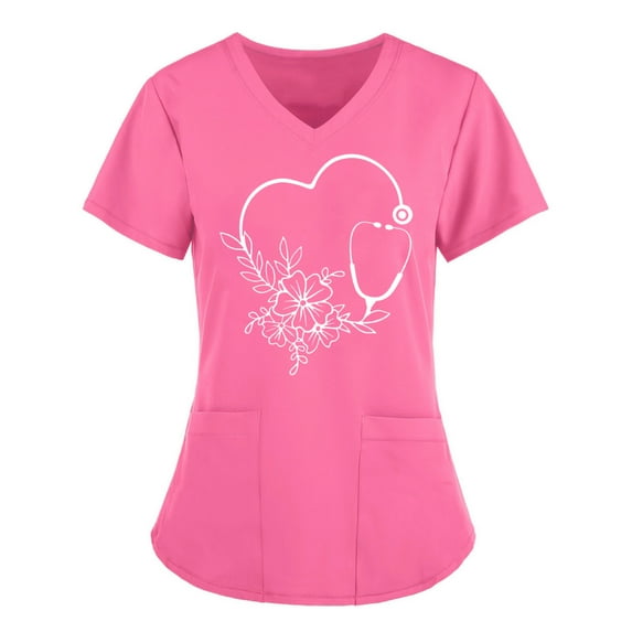 Lolmot St. Patrick's Day Womens Plus Size Scrubs Tops Workwear V-Neck Short Sleeve Don't Pinch the Nurse Print Nursing Uniform Scrubs Shirts with Pockets