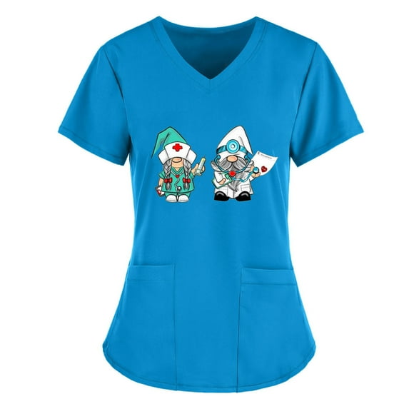 Lolmot St. Patrick's Day Womens Plus Size Scrubs Tops Workwear V-Neck Short Sleeve Don't Pinch the Nurse Print Nursing Uniform Scrubs Shirts with Pockets