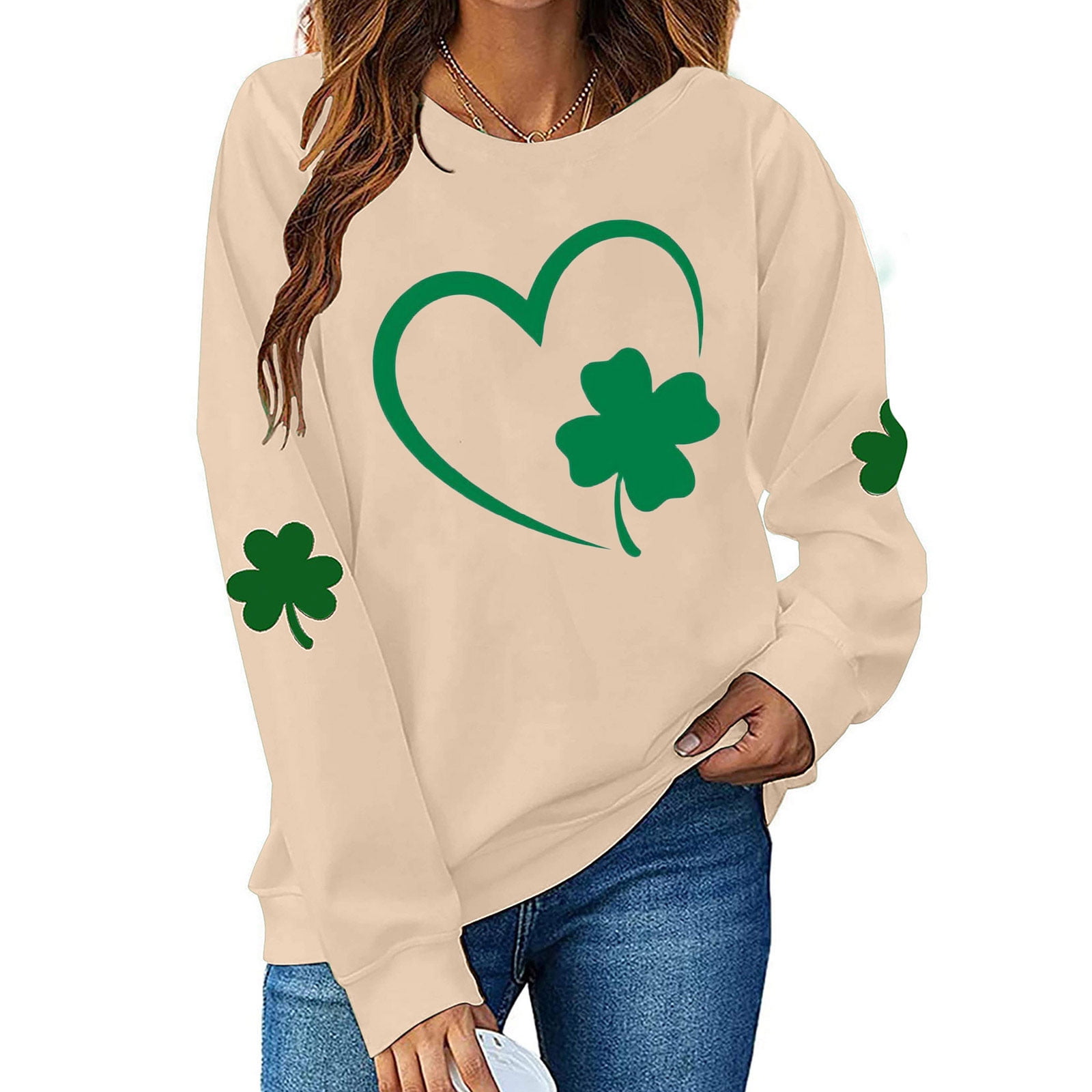 Pre-Order Smoke Green Waffled Color Block St Patricks Day Clover Patched Baggy Sweatshirt