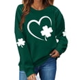 thumbnail image 1 of Lolmot St Patricks Day Shirt Women Fleece Lined Sweatshirt Shamrock Long Sleeve Shirts Lucky Green Clover Pullover Irish Holiday Heart Print Graphic Tops, 1 of 5