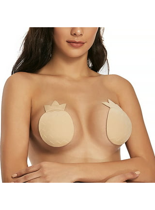 Nipple Cover,Adhesive Push Up Strapless Invisible Sticky Bra Reusable  Backless Silicone Bra for Women(2 Pair)