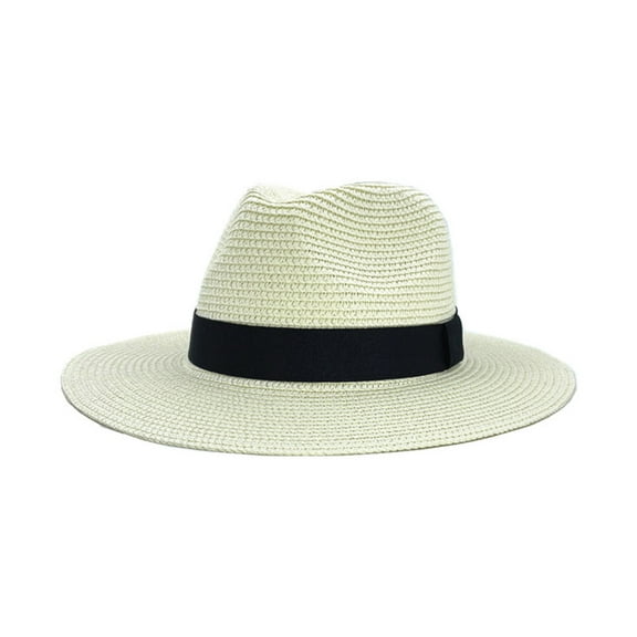 Lolmot Sun Hat Panama Straw for Women Men, Fedora Wide Brim Foldable Travel Hat, Summer Beach Hat