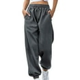 thumbnail image 1 of Lolmot Sweatpants Women Baggy High Waisted Trousers Elastic Waist Drawstring Yoga Workout Lounge Pants Solid Color Joggers with Pockets, 1 of 5