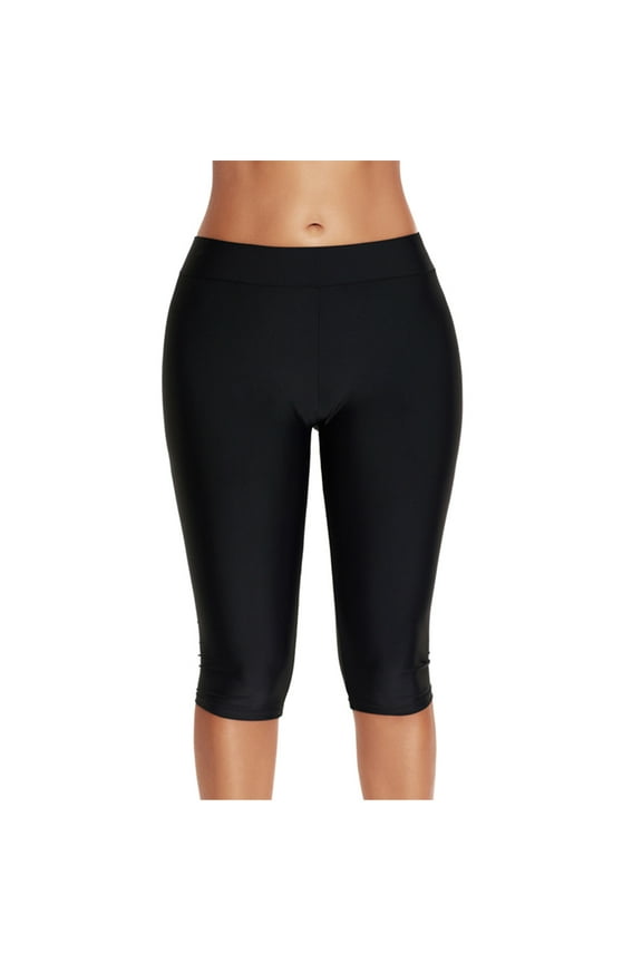 Swim Pants for Women High Waisted Tummy Control Swimming Leggings Stretch Swim Capris Sporty Swim Board Shorts
