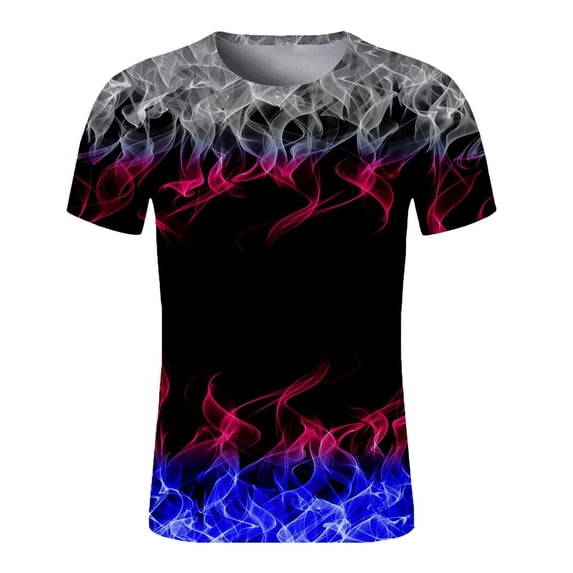 Lolmot T Shirts for Men Casual Shorts Sleeves Round Neck Pullover 3D Digital Printing Sports Fitness Blouse Plus Size Tops Blouse