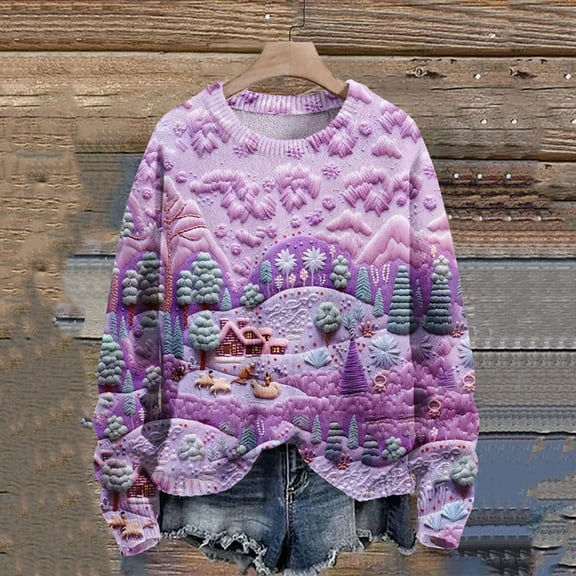 Up to 65 off!Lolmot Ugly Christmas Sweater Women Funny Oversized Sweatshirt Pullover Tops Crewneck Xmas Santa Tree Mushroom Graphic Print Holiday Shirt