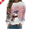 thumbnail image 1 of Up to 65 off!Lolmot Ugly Christmas Sweaters for Women Plus Size Christmas Sweatshirt,Funny Snowman Lights Christmas Tree Print Pullover Tops Xmas Ugly Sweater for Winter Gatherings, 1 of 4