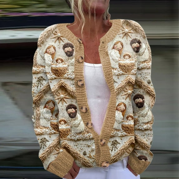 Up to 65 off!Lolmot Ugly Christmas Sweaters for Women Christmas Cardigans Funny Xmas Open Front Button Down Knit Coat Outwear