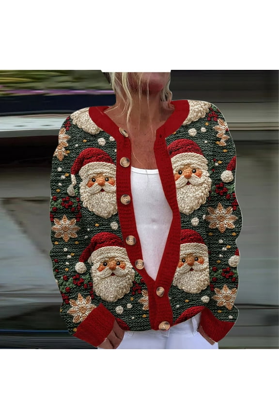 Up to 65 off!Lolmot Ugly Christmas Sweaters for Women Christmas Cardigans Funny Xmas Open Front Button Down Knit Coat Outwear