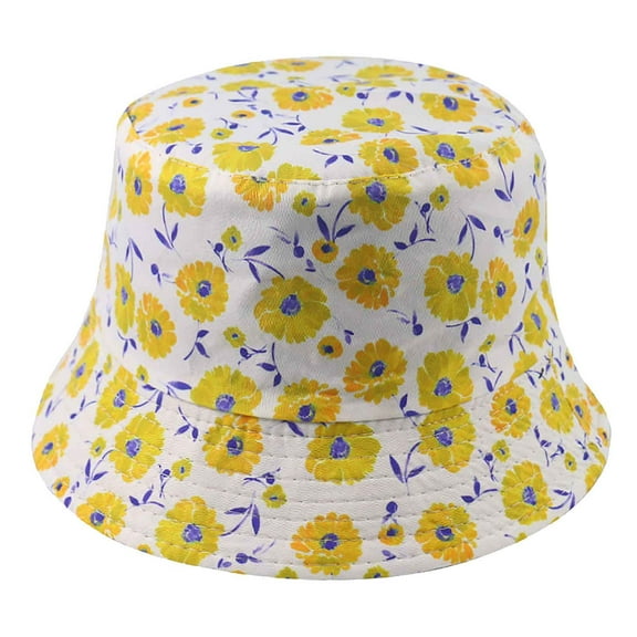 Lolmot Unisex Cute Flower Print Bucket Hat Summer Travel Fisherman Cap for Women Men Teens Travel Beach Sun Uv Protection Packable Fishing Hats
