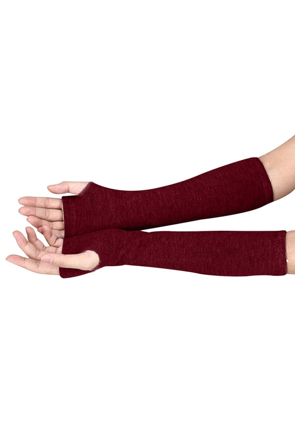 Lolmot Unisex Hand Fashion Knitted Mitten Arm Long Fingerless Wrist Gloves Classic Fashion Stretch Arm Warmer Oversleeve Thumb Hole Stretchy Gloves
