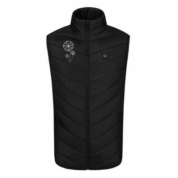 Lolmot Unisex USB Charging Electric Heated Vest 4 Heating Zones Dandelion Printed Winter Warm Outdoor Heated Vest with 3 Heating Levels