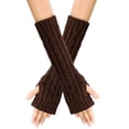 thumbnail image 1 of Lolmot Unisex Winter Knitted Gloves Arm Sleeve Fingerless Knitted Long Warmers Mitten Thumb Hole Leak Finger Gloves Mittens, 1 of 4