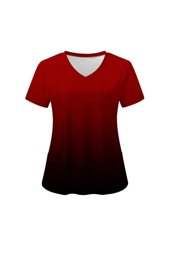 Up to 65 off!Lolmot V-Neck Scrub Tops for Women Soft Stretch Medical Uniform Tye-Dye Print Short Sleeve Tee Shirt Gradient Nurse Uniforms with Pockets