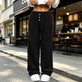 thumbnail image 1 of Lolmot Wide Leg Lounge Pants Women Fashion Ribbed Knit Loose Fit Sweat Pants with Drawstring Stretch Autumn Pajama Pants, 1 of 8