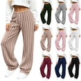 thumbnail image 1 of Lolmot Wide Leg Lounge Pants Women Fashion Ribbed Knit Loose Fit Sweat Pants with Drawstring Stretch Autumn Pajama Pants, 1 of 9