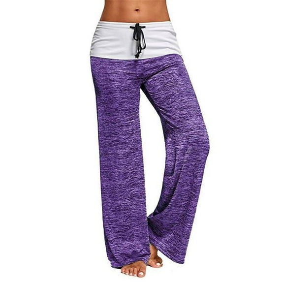 Lolmot Wide Leg Pants for Women Yoga Pants Quick Drying Casual Outdoor Sports Pants Patchwork Pants Gym Leggings Hiking Tights Elastic High Waist Drawstring Yoga Pants