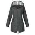 thumbnail image 1 of Lolmot Winter Coats for Women Plus Size Solid Stripe Rain Jacket Lightweight Outdoor Hooded Windproof Waterproof Raincoat, 1 of 3