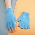 thumbnail image 1 of Lolmot Winter Half Fingerless Knit Gloves Outdoor Crochet Stretch Warm Cycling Gloves Solid Color Touch Screen Half Fingerless Convertible Gloves Mittens, 1 of 3