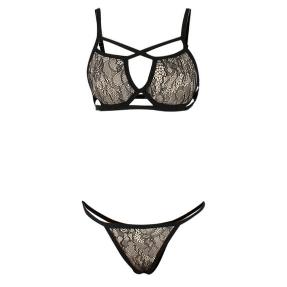 Lolmot Women 2 Piece Lingerie Corset Lace Free Wire Racy Muslin Sleepwear Underwear Tops+Briefs Nightwear Nightgowns Nightshirts