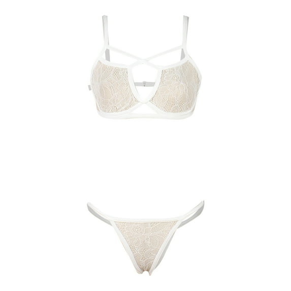 Lolmot Women 2 Piece Lingerie Corset Lace Free Wire Racy Muslin Sleepwear Underwear Tops+Briefs Nightwear Nightgowns Nightshirts