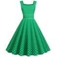 thumbnail image 1 of Lolmot Women 50s 60s Vintage Sleeveless Polka Dot Solid Color Cocktail Swing Dress Retro Audrey Hepburn Evening Rockabilly Prom Party Dress Formal A-line Mid-Length Dress, 1 of 5