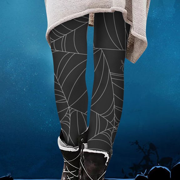 Lolmot Women Casual Warm Thermal Leggings Stretchy Slim High Waist Seamless Corset Sweatpants Halloween Print Butt Lifting Tight Leggings