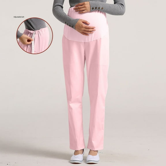 Lolmot Women Maternity Scrubs Pant Medical Workwear Revolution Straight Leg Soft Stretch Pant Over The Belly Pregnancy Pants