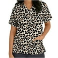 thumbnail image 1 of Lolmot Women Nursing Tops Workwear V-Neck Short Sleeve Flower Leopard Print Nursing Uniform Scrubs Tops with Pockets, 1 of 4