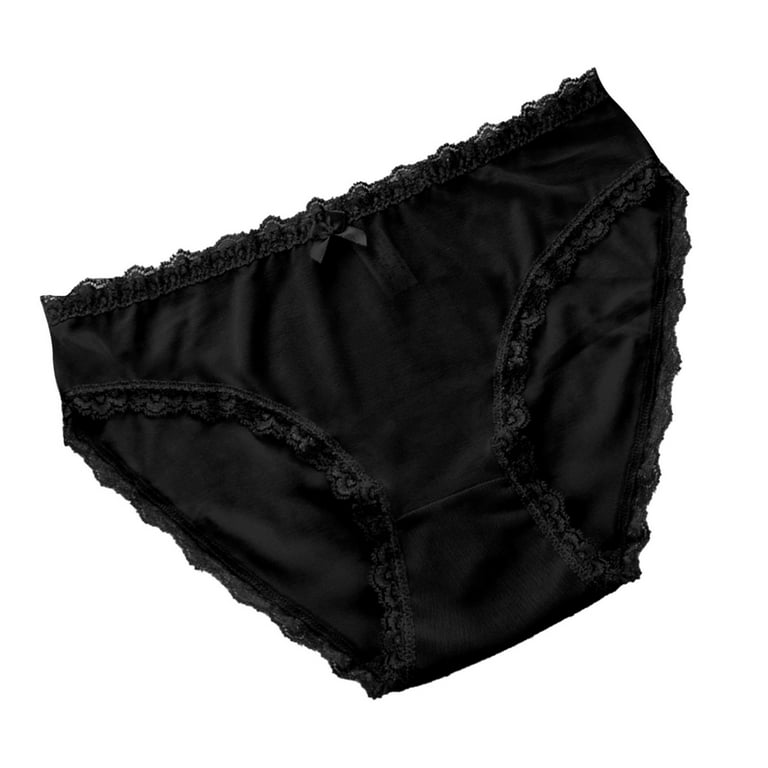 Lolmot Women鈥檚 Sexy Lace Bikini Panties See Through Bow Tie Underwear Lace  Soft Hipster Panty Ladies Stretch Sexy Briefs 